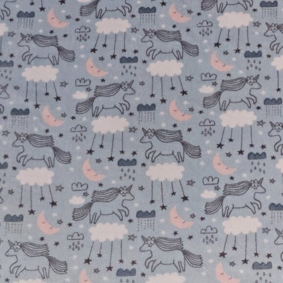 Lila & Jack Baby Blanket Blue Unicorn Cloud Pink White Stripes Reversible 30x38 - Picture 4 of 7